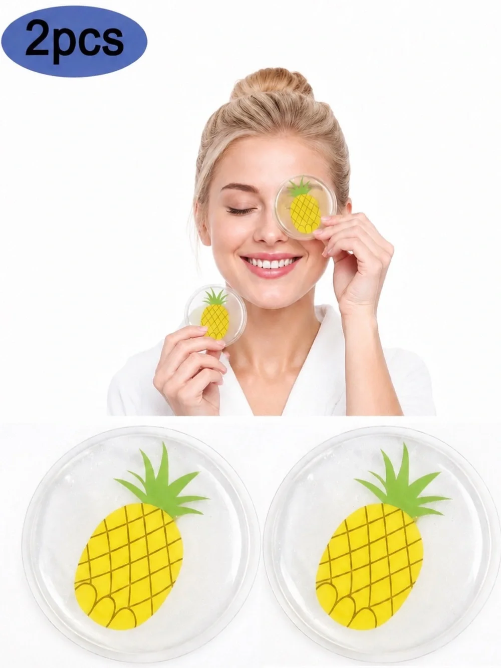 NEW Pineapple Reusable Gel Eye Masks – Cooling Hot/Cold Eye Patches – 2 Pack